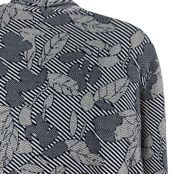 Lands End Womens Navy Blue Open Cardigan Longline Sweater Floral Stripes sz 1X - Picture 12 of 16